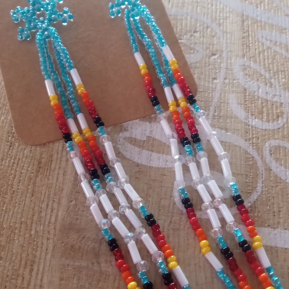 Beaded Snowflake Dangle Earrings - image 3